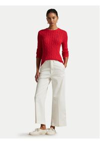 Polo Ralph Lauren Sweter 211971869019 Czerwony Slim Fit. Typ kołnierza: polo. Kolor: czerwony. Materiał: bawełna