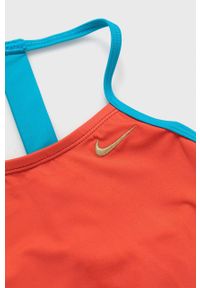 Nike Kids Strój kąpielowy dziecięcy kolor pomarańczowy. Kolor: pomarańczowy. Materiał: dzianina. Rodzaj stanika: odpinane ramiączka #2