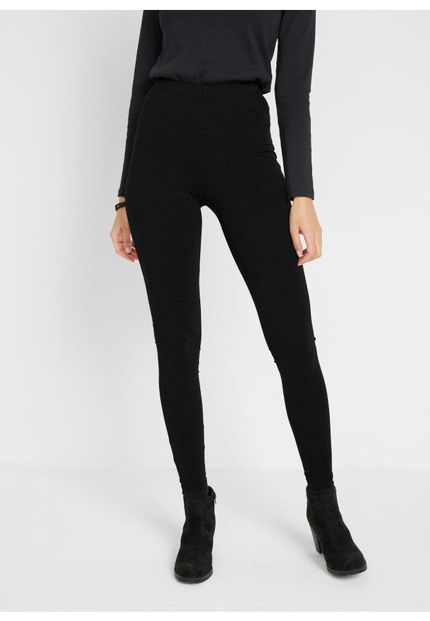 bonprix - Legginsy (2 pary). Kolor: czarny. Materiał: bawełna. Długość: długie