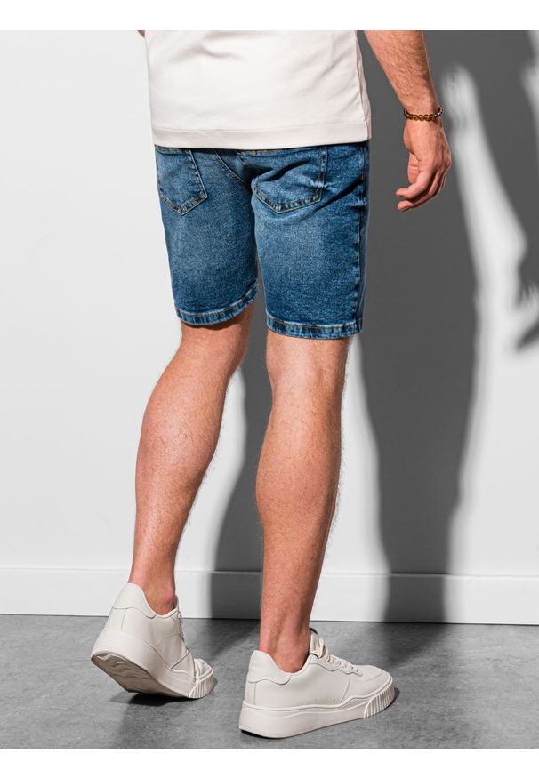Ombre Clothing - Krótkie spodenki męskie jeansowe W308 - niebieskie - XXL. Kolor: niebieski. Materiał: jeans. Długość: krótkie. Sezon: wiosna, lato. Styl: klasyczny