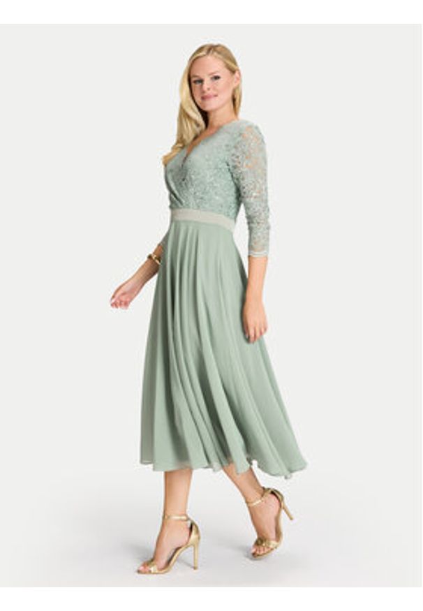 Swing Sukienka koktajlowa 5AE29100 Zielony Regular Fit. Kolor: zielony. Materiał: syntetyk. Styl: wizytowy