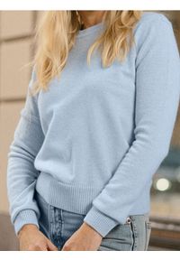 Sinsay - Klasyczny sweter z domieszką wełny - niebieski. Kolor: niebieski. Materiał: wełna. Styl: klasyczny