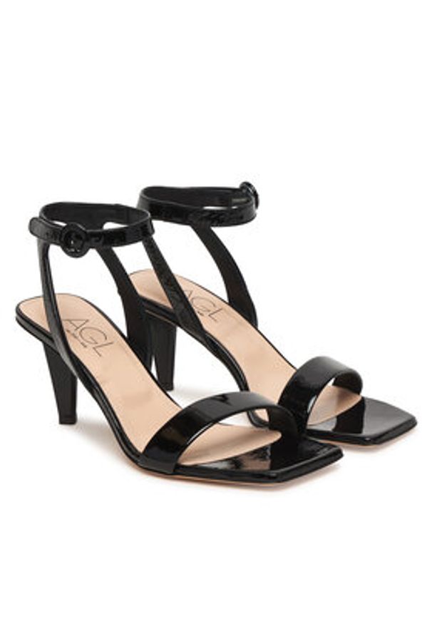 AGL Sandały Celia D689006PCPLUME0000 Czarny. Kolor: czarny. Materiał: skóra
