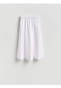 Reserved - Bawełniana spódnica midi - biały. Kolor: biały. Materiał: bawełna #1