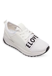 Buty sportowe damskie Ideal Shoes X-9703 Białe. Kolor: biały. Materiał: materiał, tworzywo sztuczne. Obcas: na obcasie. Wysokość obcasa: niski. Sport: turystyka piesza #4