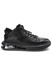 Czarne Sneakersy John Doubare Męskie Skórzane Buty. Okazja: do pracy, na uczelnię. Zapięcie: bez zapięcia. Kolor: czarny. Materiał: skóra. Szerokość cholewki: normalna. Sezon: jesień, zima #4