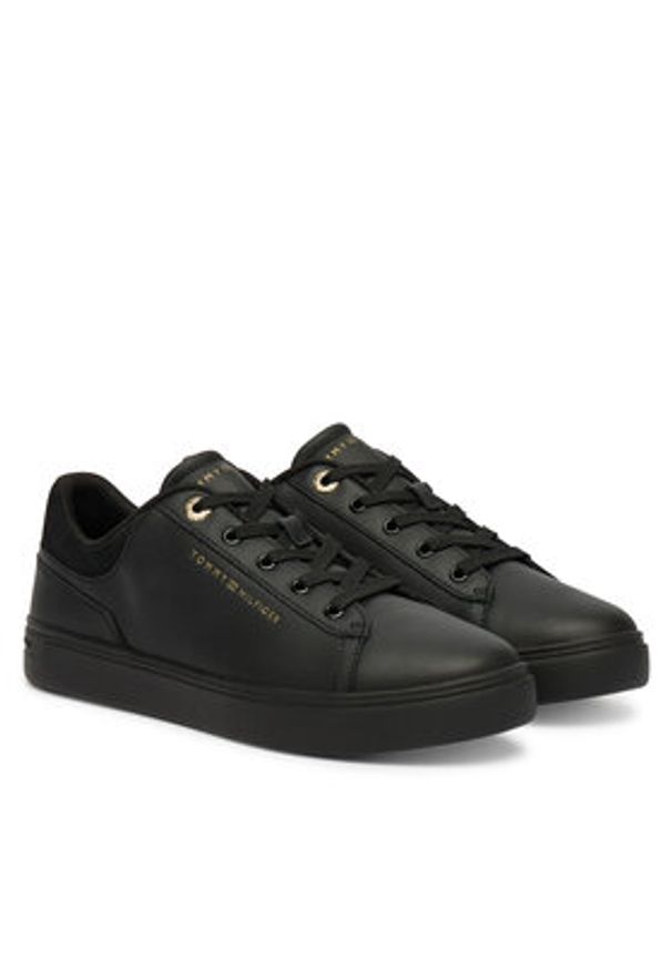 TOMMY HILFIGER - Tommy Hilfiger Sneakersy Casual Cupsole Sneaker FW0FW09020 Czarny. Okazja: na co dzień. Kolor: czarny. Materiał: skóra