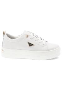 Białe Sneakersy Filippo Wygodne Obuwie Damskie. Okazja: na co dzień. Kolor: biały. Materiał: jeans, materiał. Szerokość cholewki: normalna. Wzór: aplikacja #7