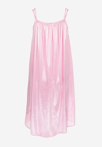 Renee - Różowa Satynowa Koszula Nocna z Cienkimi Ramiączkami i Koronką Maceille. Kolor: różowy. Materiał: koronka, satyna. Wzór: koronka #4