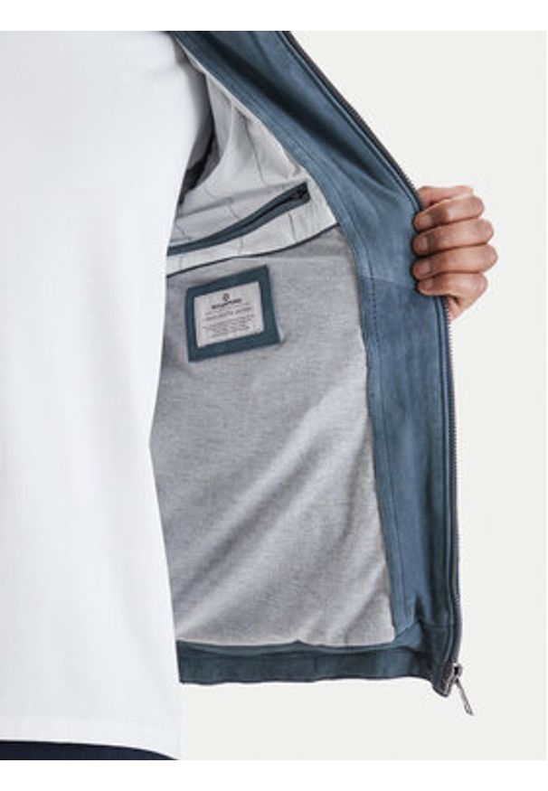 Milestone Kurtka skórzana Rivoli 612205 60785 Niebieski Regular Fit. Kolor: niebieski. Materiał: welur