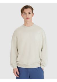 4f - 4F Bluza dresowa nierozpinana bez kaptura uniseks - beżowa S. Okazja: na co dzień. Typ kołnierza: bez kaptura. Kolor: beżowy. Materiał: dresówka. Wzór: gładki, ze splotem. Styl: klasyczny, sportowy, casual