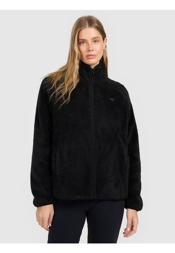 4f - 4F Polar ze stójką oversize damski - czarny M. Typ kołnierza: kołnierzyk stójkowy. Kolekcja: plus size. Kolor: czarny. Materiał: polar. Sezon: zima