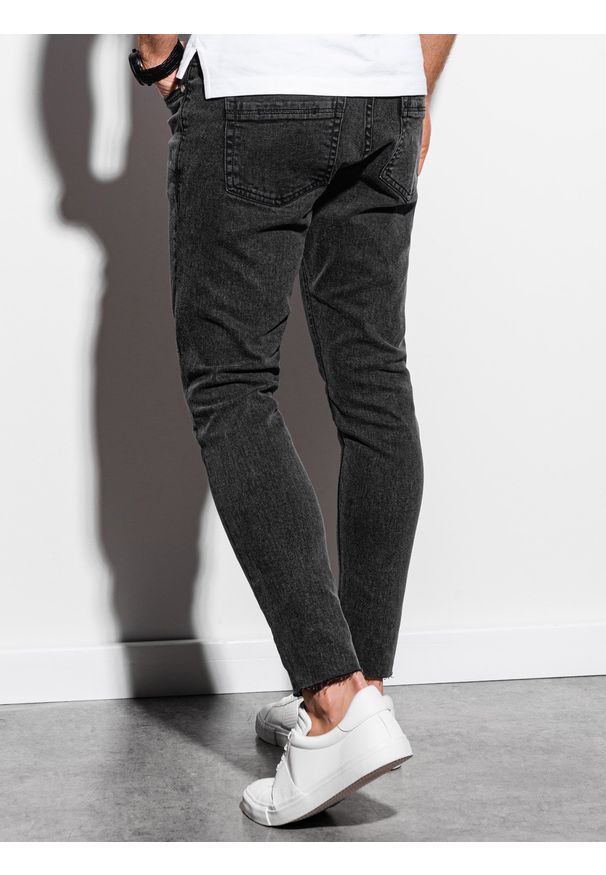 Ombre Clothing - Spodnie męskie jeansowe P923 - czarne - XXL. Kolor: czarny. Materiał: jeans