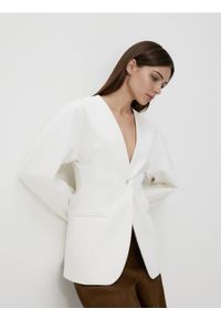 Reserved - Jednorzędowa marynarka - biały. Kolor: biały. Materiał: wiskoza, tkanina #1