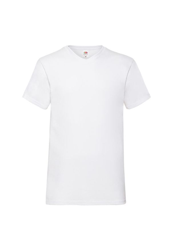 FRUIT OF THE LOOM - Koszulka Unisex Dla Dorosłych Valueweight Z Gładkim Dekoltem W Szpic. Kolor: biały. Wzór: gładki. Sport: turystyka piesza