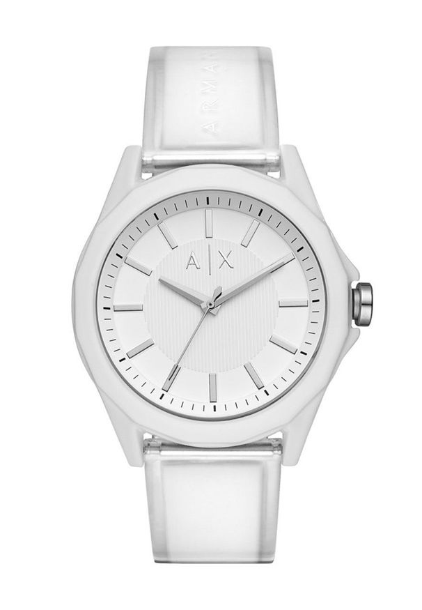 Emporio Armani - Zegarek AX2630. Kolor: biały. Materiał: tworzywo sztuczne, materiał