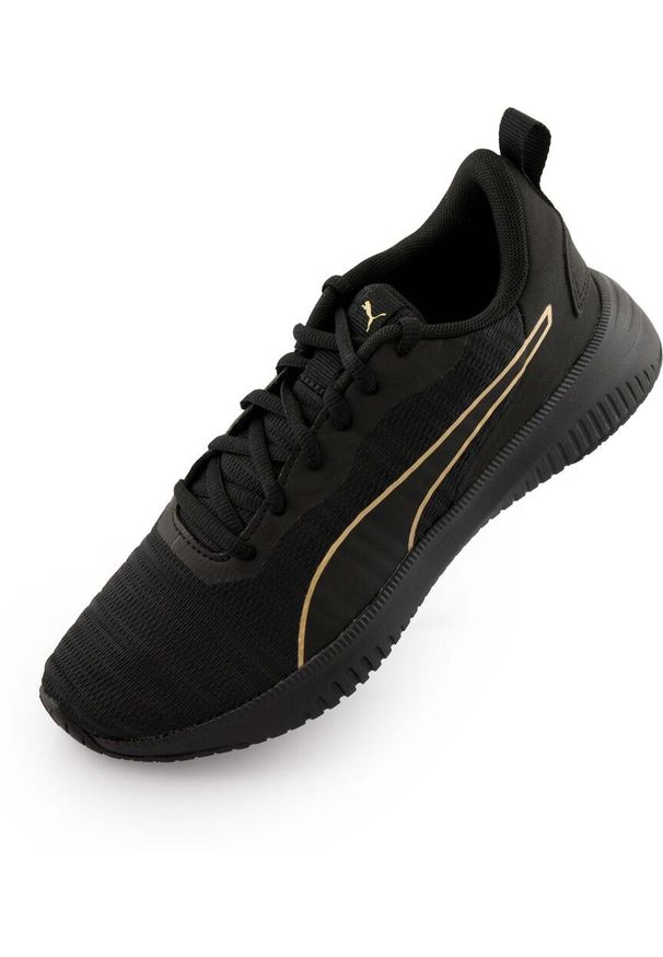 Sneakers Puma Flyer Flex Damskie Czarny-Złoty. Kolor: czarny, wielokolorowy, żółty. Materiał: materiał