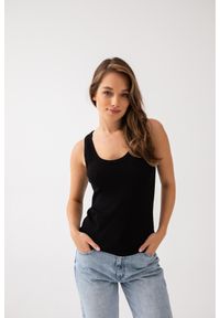 TOP AGNES CZARNY XL - Flawless. Okazja: na co dzień. Kolor: czarny. Materiał: len, dresówka, skóra, bawełna. Sezon: wiosna, zima, jesień, lato. Styl: klasyczny, sportowy, casual
