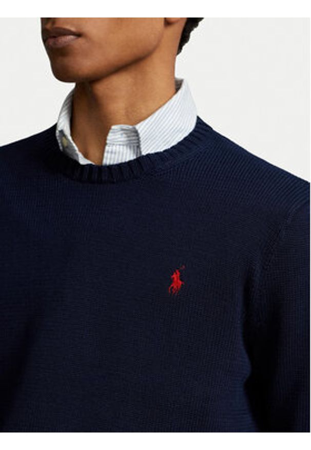 Polo Ralph Lauren Sweter Classic 710810846001 Granatowy Regular Fit. Typ kołnierza: polo. Kolor: niebieski. Materiał: bawełna