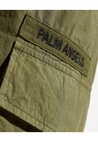 PALM ANGELS - Zielone spodnie cargo. Kolor: zielony. Długość: długie. Wzór: aplikacja #3