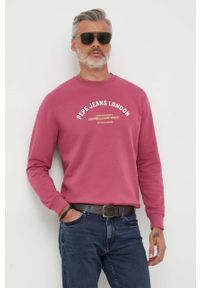 Pepe Jeans bluza bawełniana Medley męska kolor różowy z nadrukiem. Kolor: różowy. Materiał: bawełna. Wzór: nadruk #1