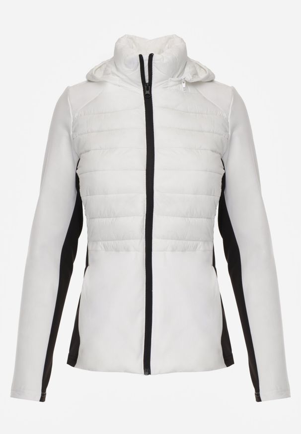 Born2be - Biała Pikowana Kurtka Przejściowa z Kapturem i Elastycznymi Rękawami Nikitha. Okazja: na co dzień. Typ kołnierza: kaptur. Kolor: biały. Materiał: nylon, jeans. Styl: sportowy, klasyczny, elegancki, casual