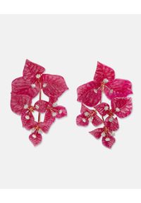 AQUAZZURA - Klipsy z kryształami Bougainvillea. Materiał: pozłacane, metalowe. Kolor: różowy, wielokolorowy, fioletowy. Wzór: kwiaty. Kamień szlachetny: kryształ #6