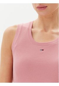Tommy Jeans Top Essential DW0DW20673 Różowy Slim Fit. Kolor: różowy. Materiał: bawełna #2