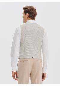 Pako Lorente - PAKO LORENTE - Beżowa dwurzędowa kamizelka w drobną kratę. Kolor: beżowy. Materiał: poliester, wiskoza, elastan. Wzór: kratka. Styl: młodzieżowy, elegancki #5