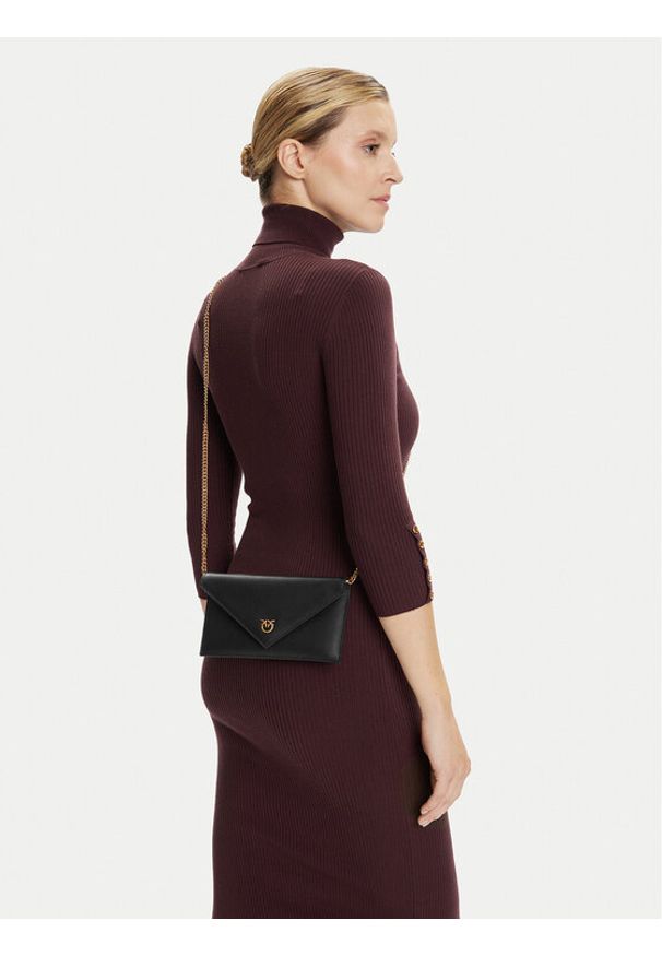 Pinko - PINKO Torebka Flat Purse Mini AI 25-26 PCPL 105347 A0F1 Czarny. Kolor: czarny. Materiał: skórzane