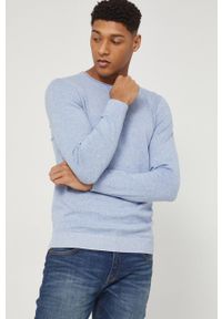 medicine - Medicine Sweter bawełniany męski lekki. Okazja: na co dzień. Kolor: niebieski. Materiał: bawełna. Długość rękawa: długi rękaw. Długość: długie. Wzór: melanż. Styl: casual
