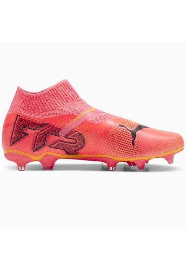 Buty piłkarskie męskie Puma Future 7 Match+ Ll Fg ag. Kolor: żółty, czarny, pomarańczowy, wielokolorowy. Materiał: materiał, syntetyk. Szerokość cholewki: normalna. Sport: piłka nożna