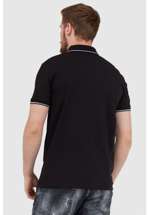 Armani Exchange - ARMANI EXCHANGE Czarna męska koszulka polo na suwak, Rozmiar S. Typ kołnierza: polo. Kolor: czarny. Wzór: aplikacja