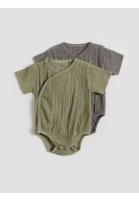 Reserved - Strukturalne body 2 pack - jasny zielony. Kolor: zielony. Materiał: bawełna