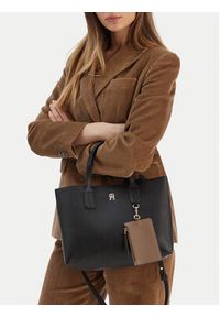 TOMMY HILFIGER - Tommy Hilfiger Torebka Th Icon Mini Tote AW0AW18233 Czarny. Kolor: czarny. Materiał: skórzane #2