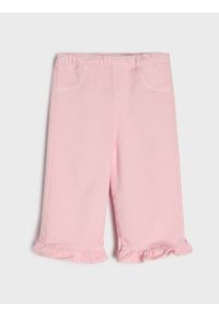 Sinsay - Jeansy pull on z ozdobnymi falbankami - różowy. Kolor: różowy. Materiał: jeans #1