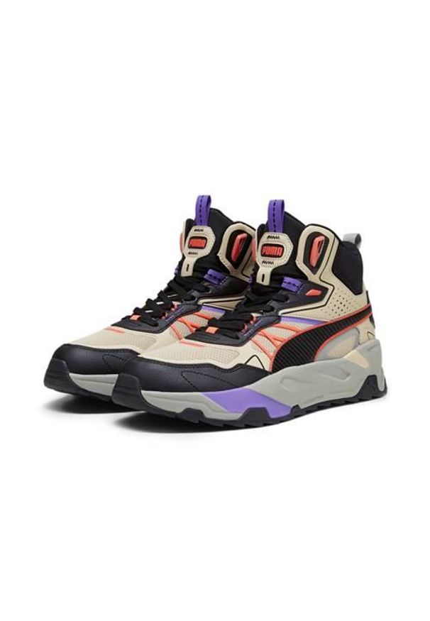 Buty do chodzenia męskie Puma Trinity Mid Hybrid. Wysokość cholewki: za kostkę. Zapięcie: sznurówki. Kolor: wielokolorowy, beżowy, czarny. Materiał: materiał. Szerokość cholewki: normalna. Sport: turystyka piesza