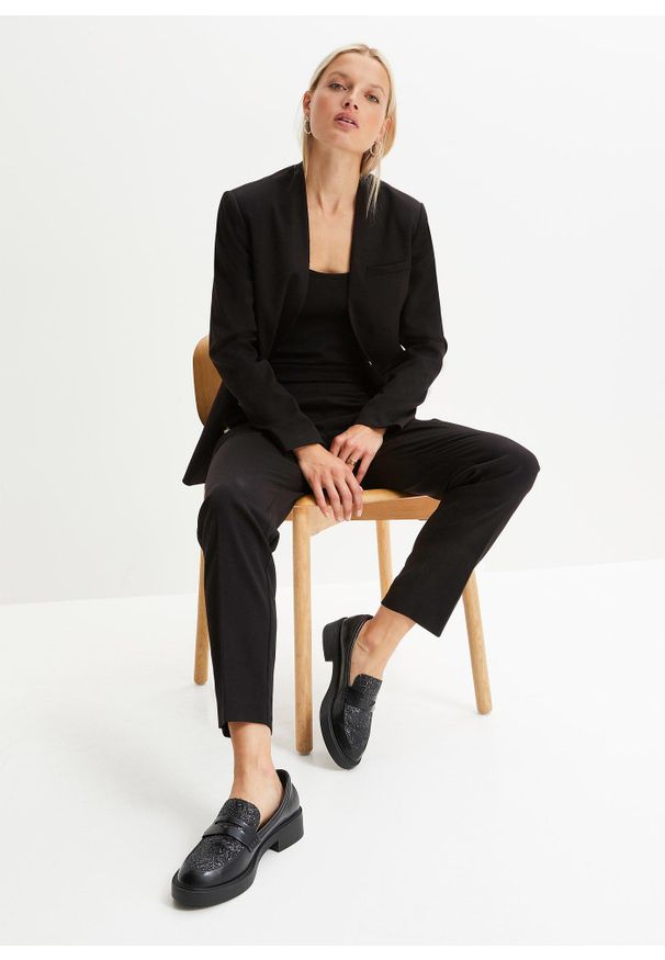 bonprix - Spodnie biznesowe. Okazja: na spotkanie biznesowe. Kolor: czarny. Styl: biznesowy, elegancki