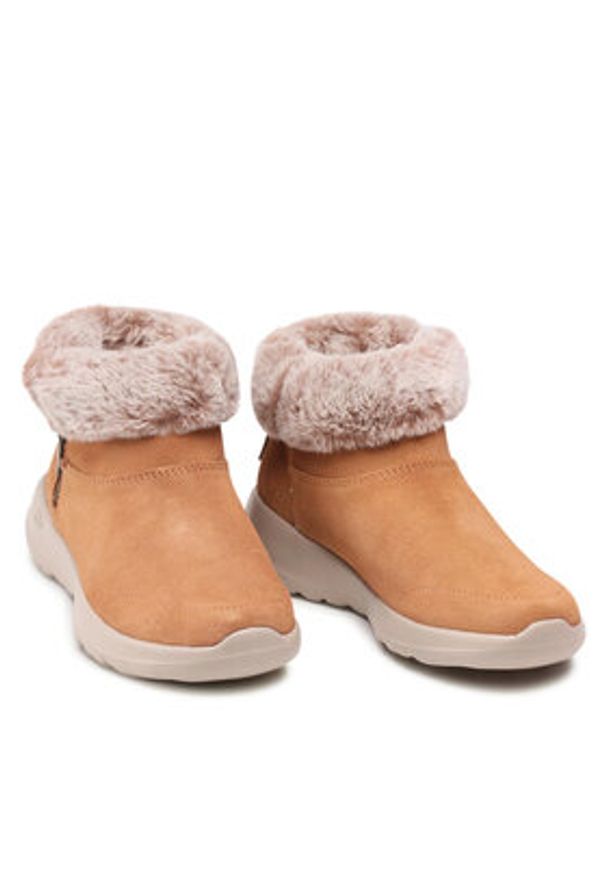 skechers - Skechers Botki Go Joy 144003/CSNT Brązowy. Kolor: brązowy. Materiał: skóra, zamsz