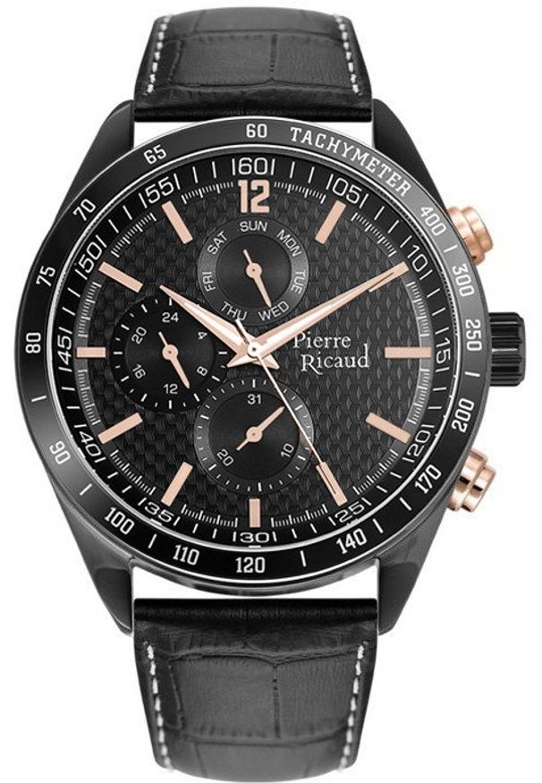 Zegarek męski Pierre Ricaud P97224.B2R4QF czarny. Kolor: czarny