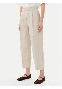TOMMY HILFIGER - Tommy Hilfiger Spodnie materiałowe WW0WW45461 Beżowy Tapered Fit. Kolor: beżowy. Materiał: len