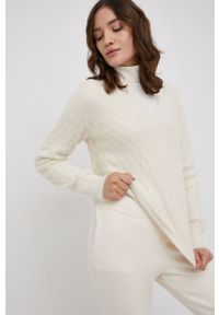 Vero Moda Sweter damski kolor kremowy. Okazja: na co dzień. Kolor: beżowy. Materiał: dzianina. Długość rękawa: długi rękaw. Długość: długie. Wzór: ze splotem. Styl: casual #3