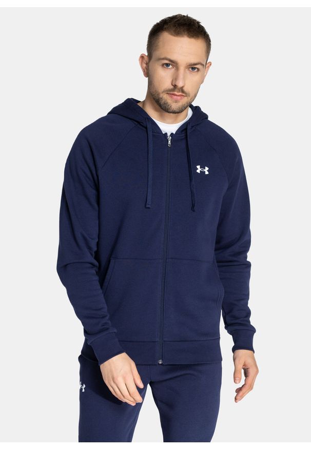 Bluza męska Under Armour Rival Cotton FZ Hoodie (1357106-410). Typ kołnierza: kaptur. Kolor: niebieski. Długość: krótkie. Wzór: jednolity. Styl: klasyczny
