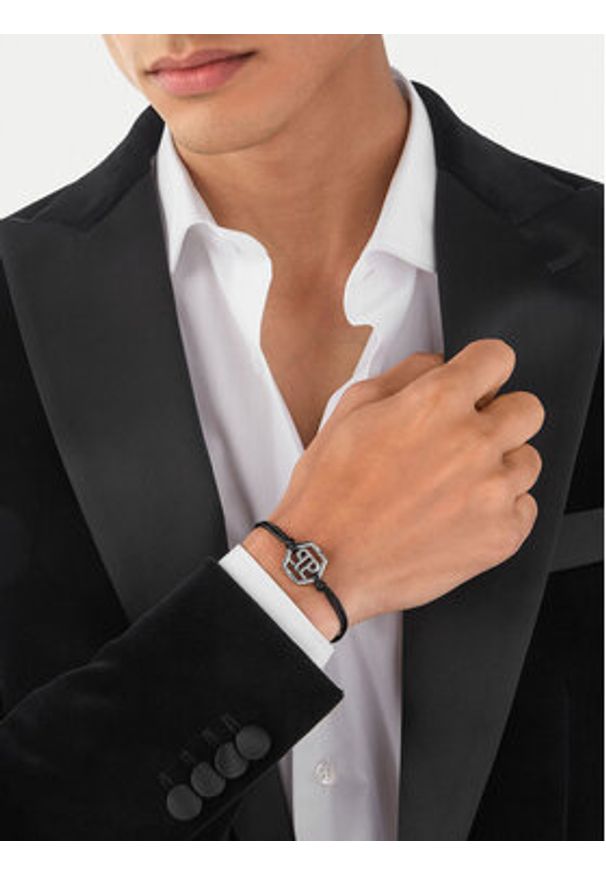 Philipp Plein - PHILIPP PLEIN Bransoletka Linked PJYEA05BU Czarny. Kolor: czarny