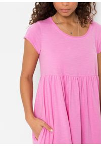 bonprix - Sukienka T-shirtowa z bawełny organicznej. Kolekcja: petite. Kolor: różowy. Materiał: bawełna. Długość: maxi #3