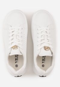 Renee - Białe Sneakersy VICES Ozdobione Gwiazdą i Błyszczącą Wstawką Oranatta. Okazja: na co dzień. Kolor: biały. Materiał: jeans. Wzór: aplikacja #4