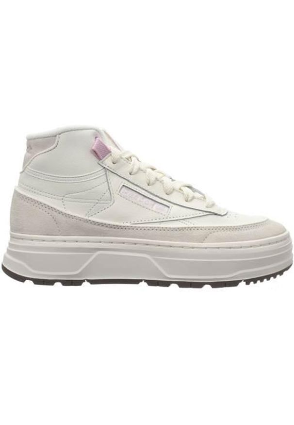 Buty do chodzenia damskie Reebok Club C Geo Mid. Zapięcie: sznurówki. Kolor: beżowy. Materiał: skóra, syntetyk, materiał, tkanina. Szerokość cholewki: normalna. Model: Reebok Club. Sport: turystyka piesza