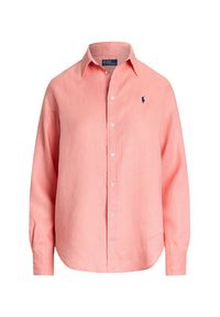 Polo Ralph Lauren Koszula 211970730012 Koralowy Classic Fit. Typ kołnierza: polo. Kolor: pomarańczowy. Materiał: len #4