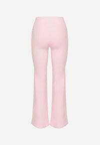 Born2be - Różowe Legginsy Dzwony z Wysokim Stanem i Szeroką Gumką w Talii Idoreia. Okazja: na co dzień. Stan: podwyższony. Kolor: różowy. Styl: casual, elegancki