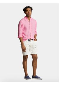 Polo Ralph Lauren Koszula 710829443028 Różowy Slim Fit. Typ kołnierza: polo. Kolor: różowy. Materiał: len